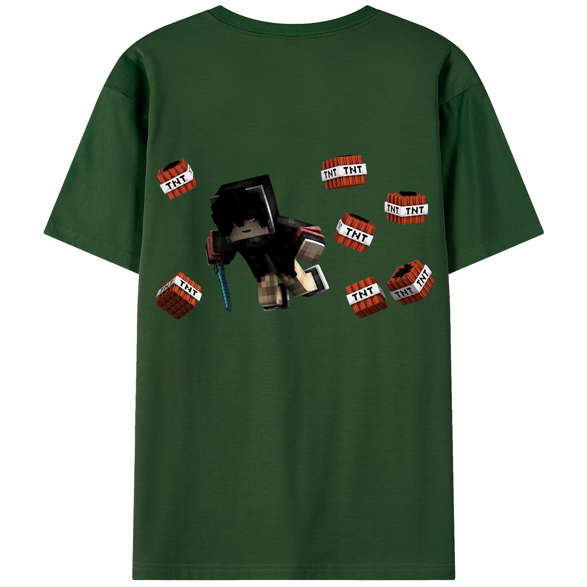 （画像用） マインクラフト ブロックの世界 Minecraft MC Block world 綿100％半袖Tシャツ（背面プリント）